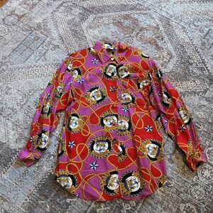 VTG TESS Women's Nautical Rope Button Shirt Sz‎ S Colorful Artsy Statement EUC